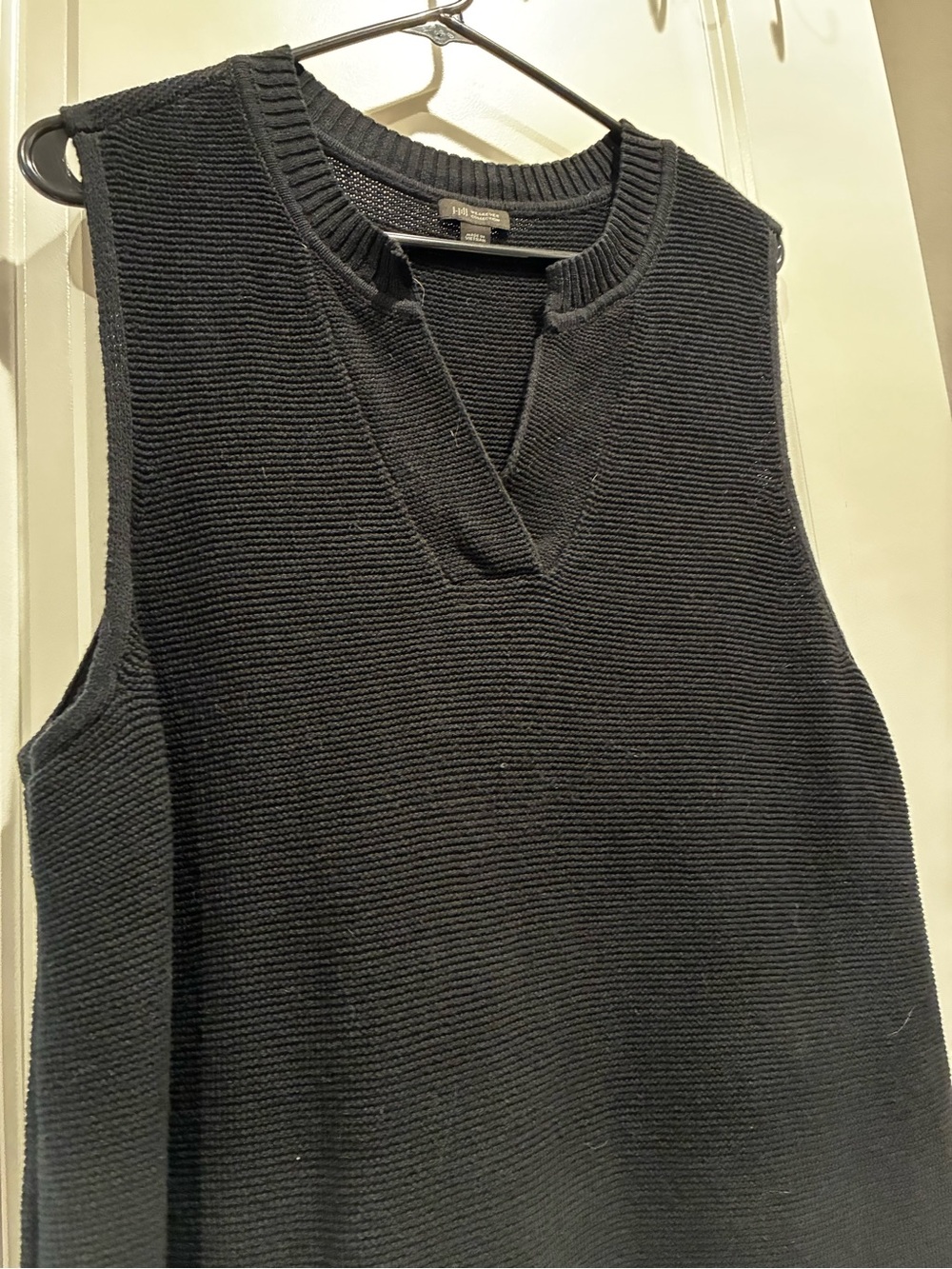 J Jill Black Ribbed Knit Sleeveless V-Neck Sweater Tunic 2X
